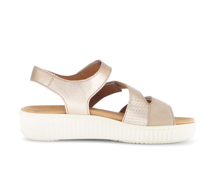 Gabor Plateau Sandale Beige - Materialmix Leder