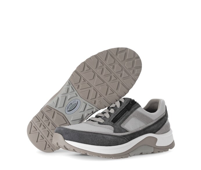Gabor Rollingsoft Sneaker Low Grau - Materialmix Leder/Textil