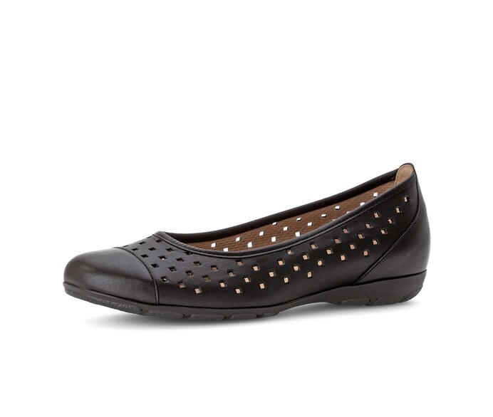 Gabor Sportliche Ballerina Schwarz - Glattleder