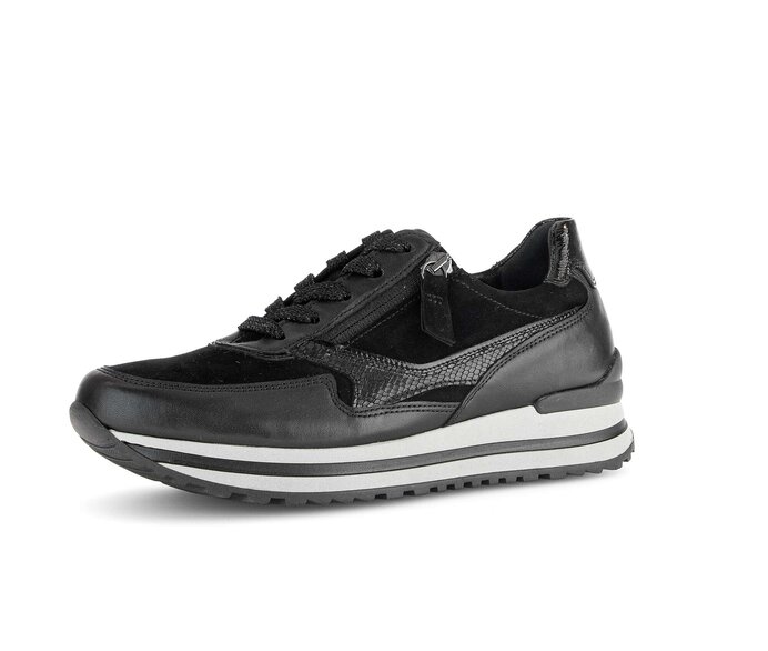 Gabor Sneaker Low Schwarz - Materialmix Leder