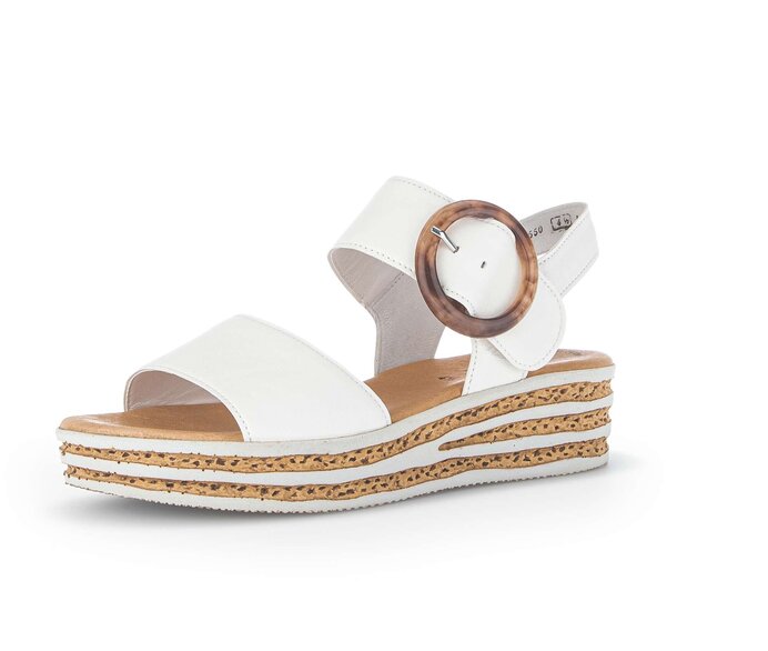 Gabor Plateau Sandale Creme - Glattleder