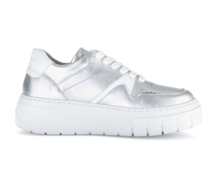 Gabor Sneaker Low Silber - Materialmix Leder