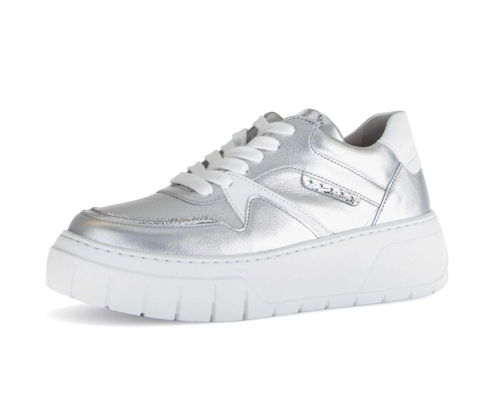 Gabor Sneaker Low Silber - Materialmix Leder