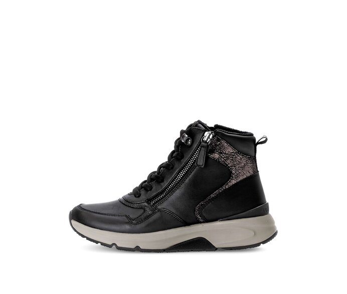 Gabor Sportliche Stiefelette Schwarz - Materialmix Leder