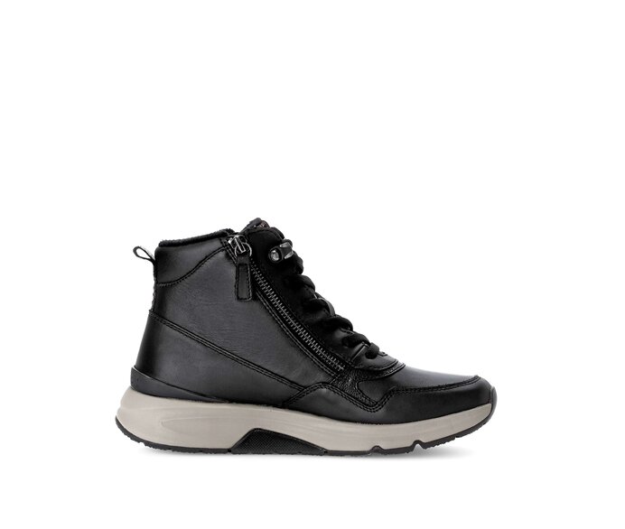 Gabor Sportliche Stiefelette Schwarz - Materialmix Leder