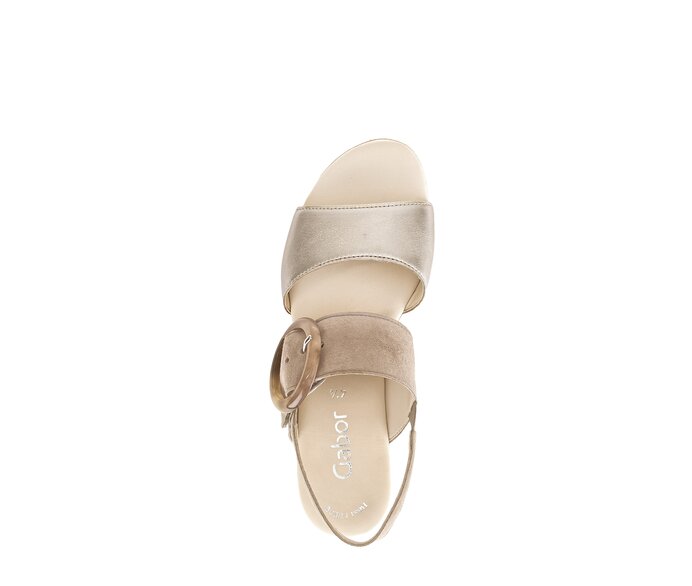 Gabor Plateau Sandale Beige - Materialmix Leder