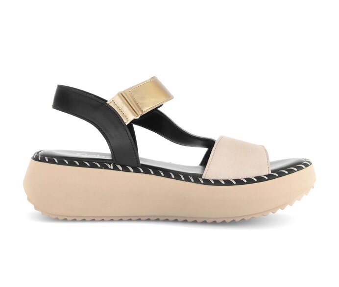 Gabor Plateau Sandale Beige - Materialmix Leder