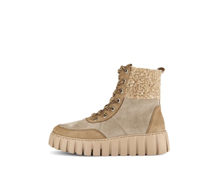 Gabor Plateau Stiefelette Beige - Materialmix Leder/Lederimitat