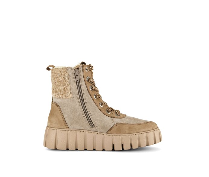 Gabor Plateau Stiefelette Beige - Materialmix Leder/Lederimitat