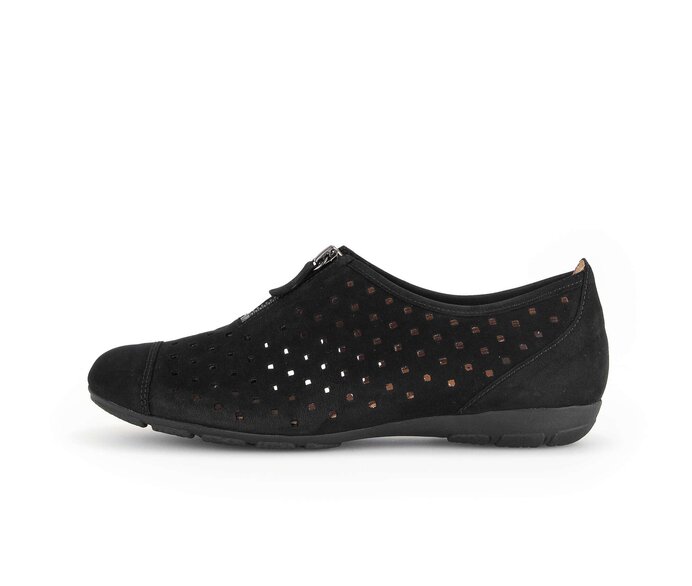 Gabor Sportliche Ballerina Schwarz - Rauleder