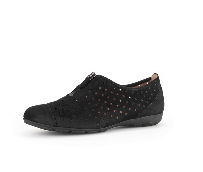 Gabor Sportliche Ballerina Schwarz - Rauleder