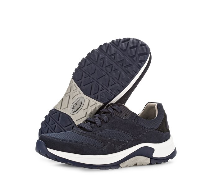 Gabor Rollingsoft Sneaker Low Blau - Materialmix Leder/Textil