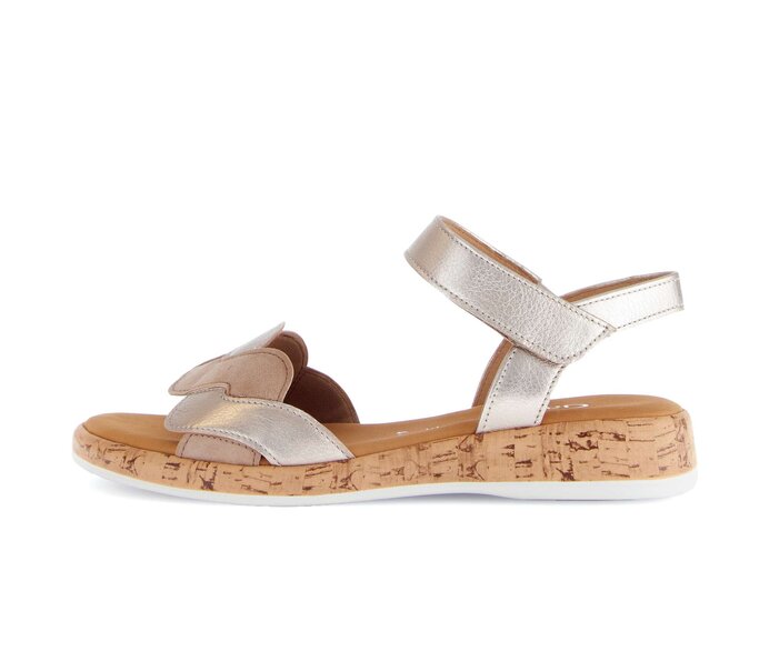 Gabor Riemchensandale Gold - Materialmix Leder