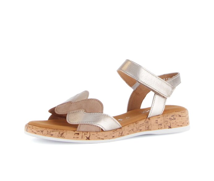 Gabor Riemchensandale Gold - Materialmix Leder