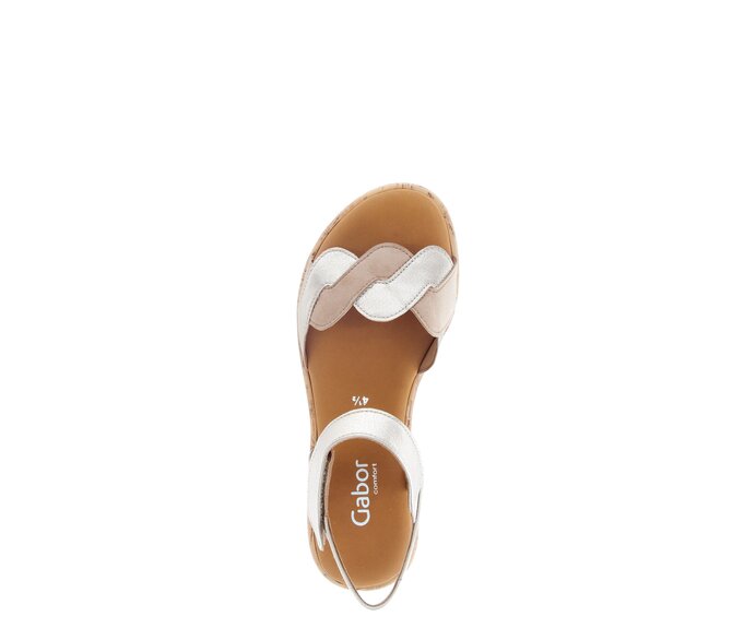 Gabor Riemchensandale Gold - Materialmix Leder