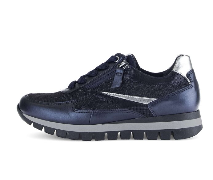 Gabor Sneaker Low Blau - Materialmix Leder