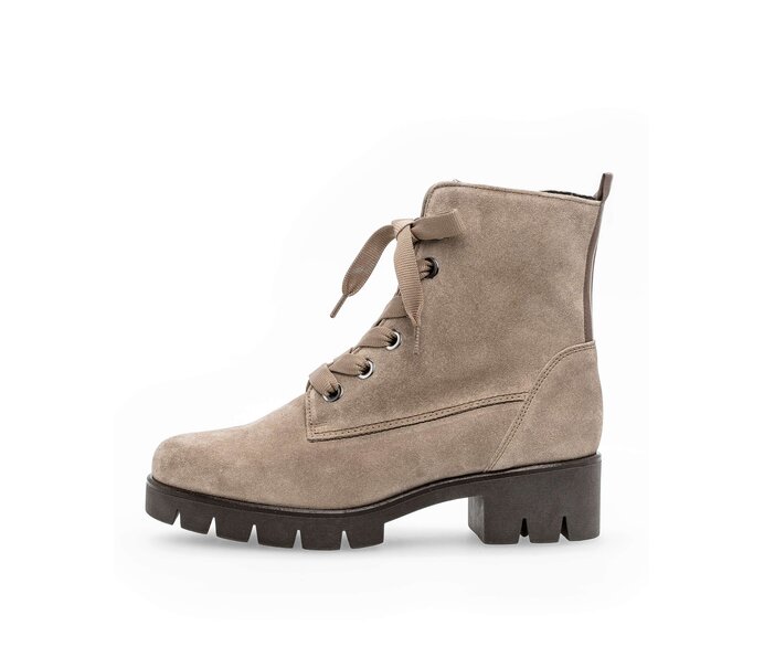 Gabor Schnürstiefelette Beige - Rauleder