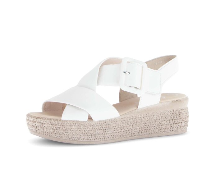 Gabor Plateau Sandale Creme - Glattleder