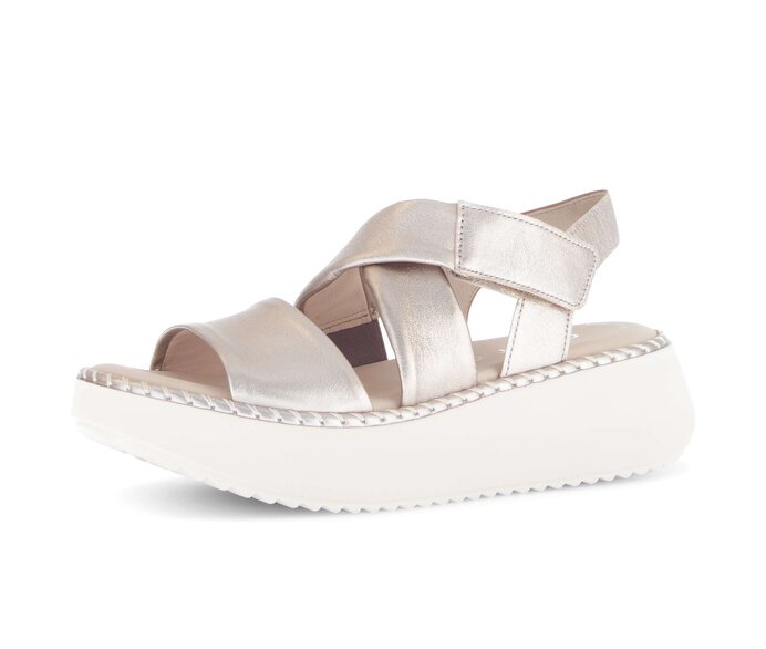 Gabor Plateau Sandale Gold - Effektleder