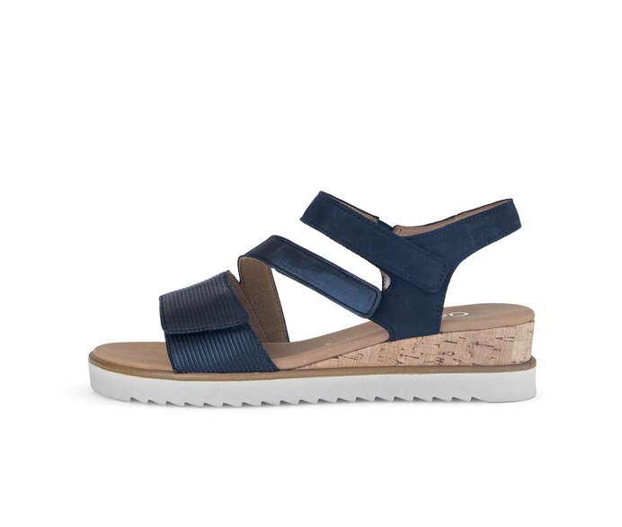 Gabor Keilsandalette Blau - Materialmix Leder