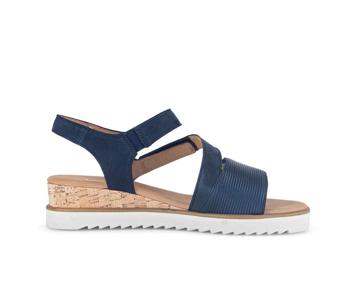 Gabor Keilsandalette Blau - Materialmix Leder
