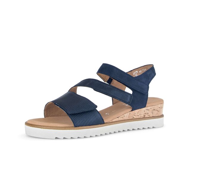 Gabor Keilsandalette Blau - Materialmix Leder