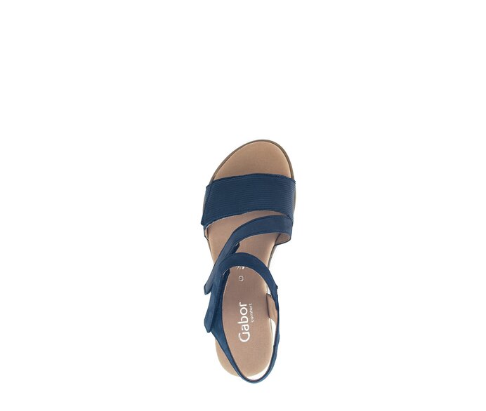 Gabor Keilsandalette Blau - Materialmix Leder