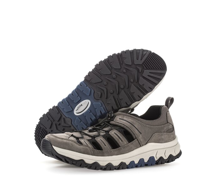 Gabor Rollingsoft Sneaker Low Grau - Materialmix Leder/Textil