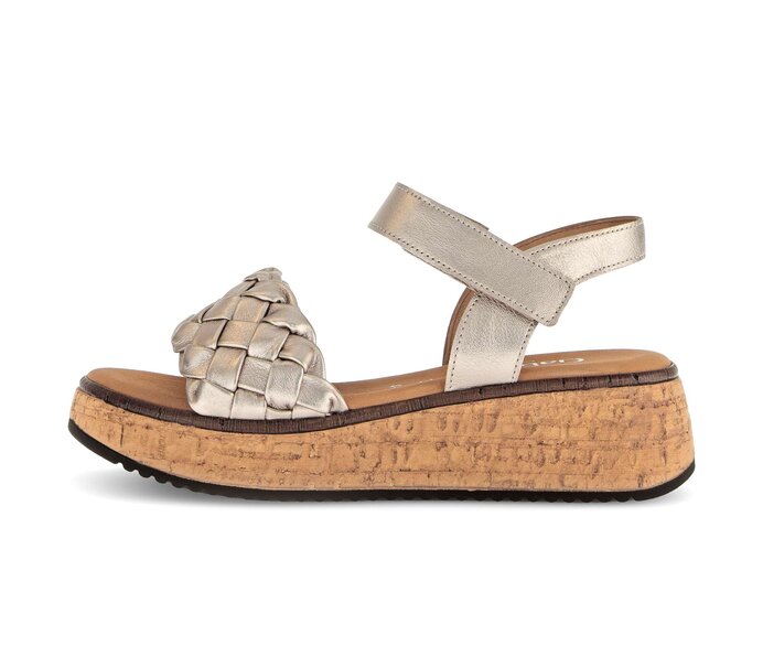 Gabor Plateau Sandale Gold - Effektleder