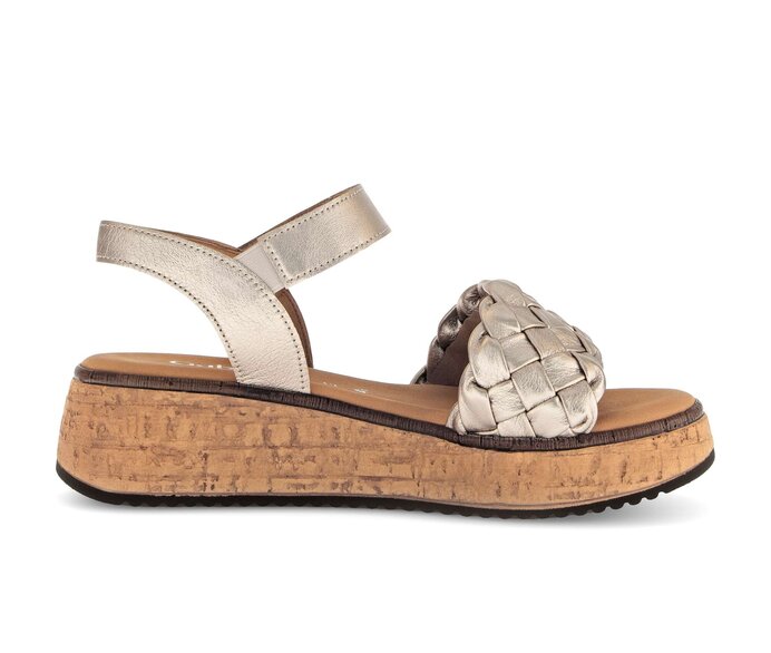 Gabor Plateau Sandale Gold - Effektleder