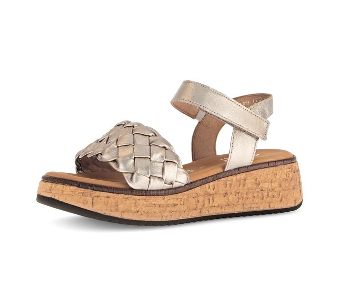 Gabor Plateau Sandale Gold - Effektleder