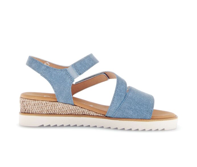 Gabor Riemchensandale Blau - Materialmix Leder