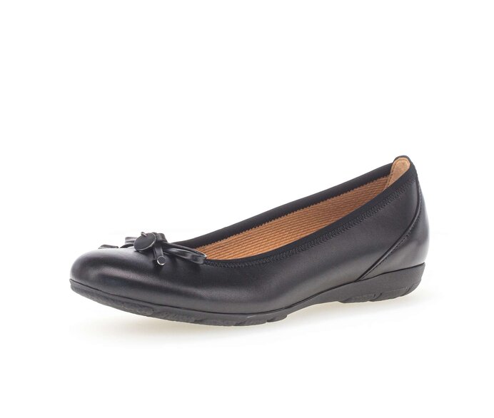 Gabor Sportliche Ballerina Schwarz - Glattleder
