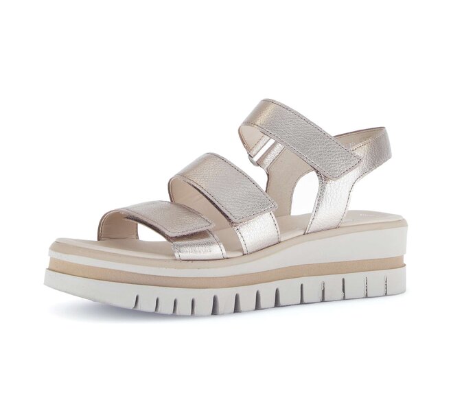 Gabor Plateau Sandale Gold - Effektleder