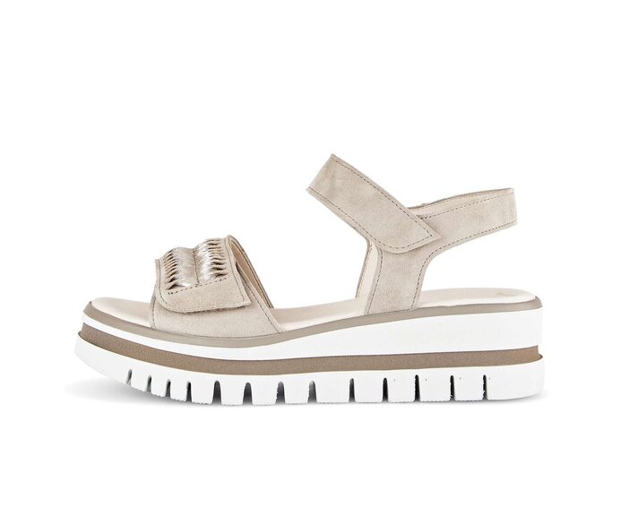 Gabor Plateau Sandale Beige - Rauleder