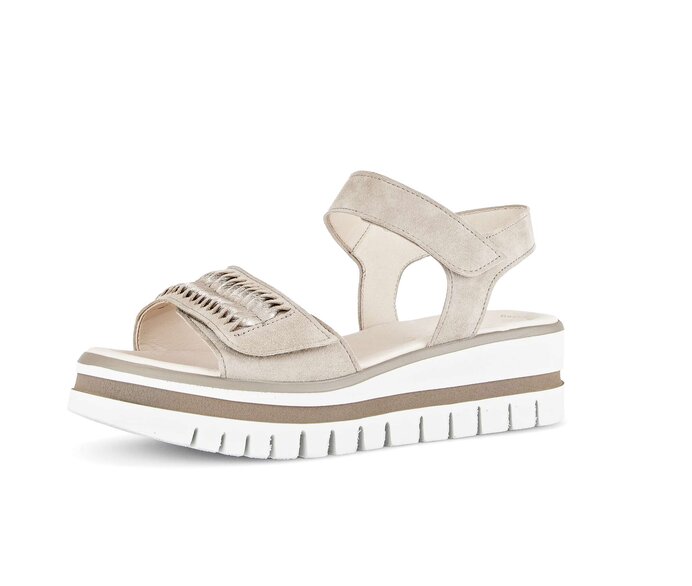 Gabor Plateau Sandale Beige - Rauleder