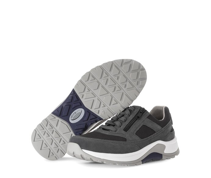 Gabor Rollingsoft Sneaker Low Grau - Materialmix Leder/Textil