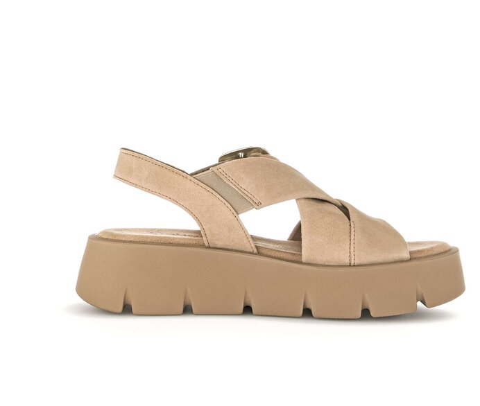 Gabor Plateau Sandale Beige - Rauleder