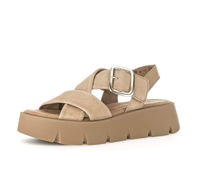 Gabor Plateau Sandale Beige - Rauleder
