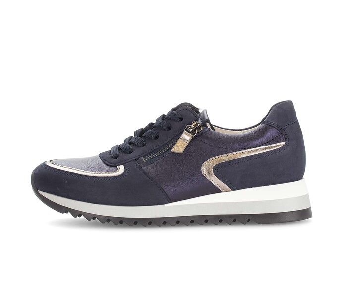 Gabor Sneaker Low Blau - Materialmix Leder