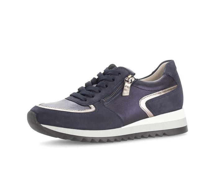 Gabor Sneaker Low Blau - Materialmix Leder