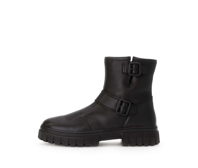 Gabor Biker Boots Schwarz - Glattleder