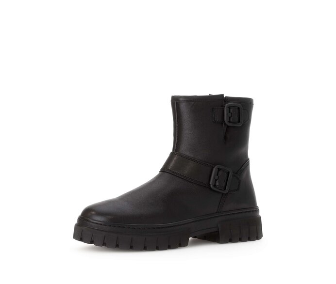 Gabor Biker Boots Schwarz - Glattleder