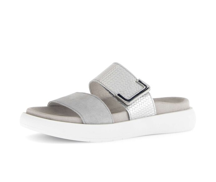 Gabor Pantolette Grau - Materialmix Leder