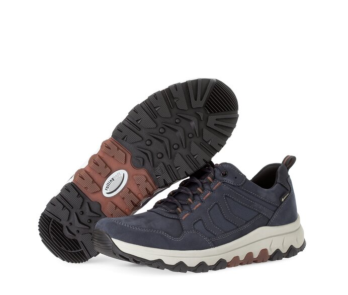 Gabor Rollingsoft Sneaker Low Blau - Materialmix Leder/Textil