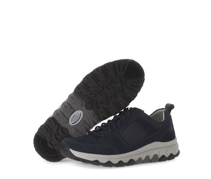 Gabor Rollingsoft Sneaker Low Blau - Materialmix Leder/Textil