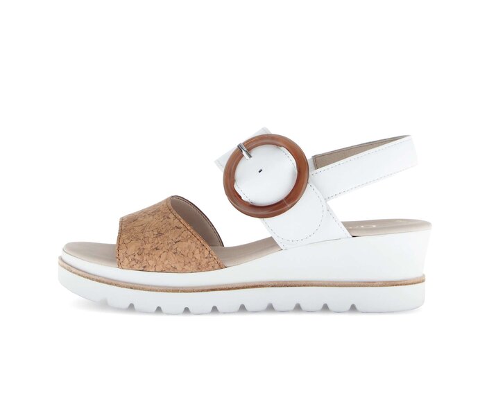 Gabor Plateau Sandale Beige - Materialmix Leder