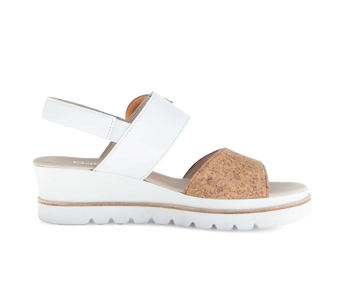 Gabor Plateau Sandale Beige - Materialmix Leder