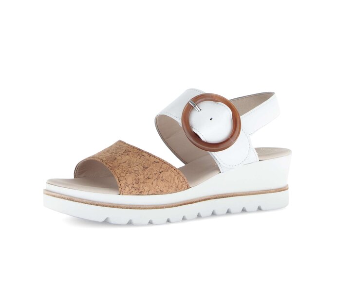 Gabor Plateau Sandale Beige - Materialmix Leder