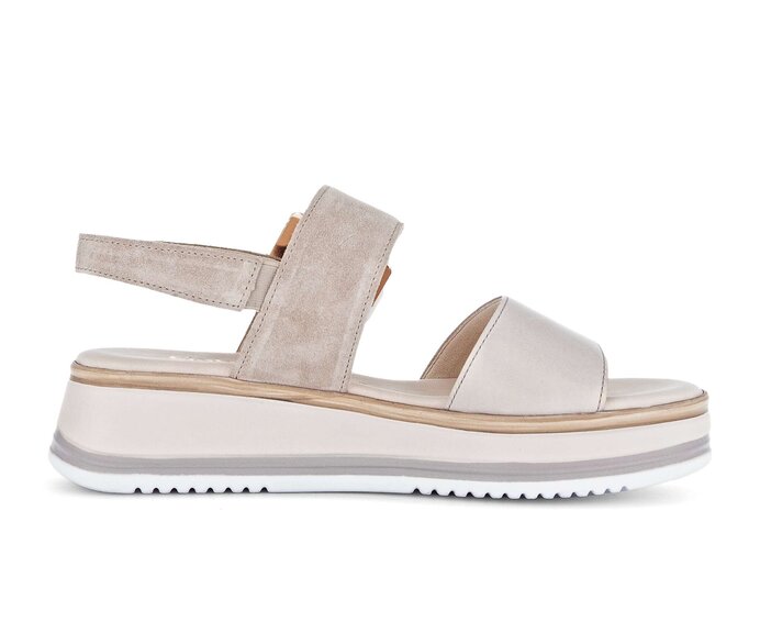 Gabor Plateau Sandale Beige - Materialmix Leder